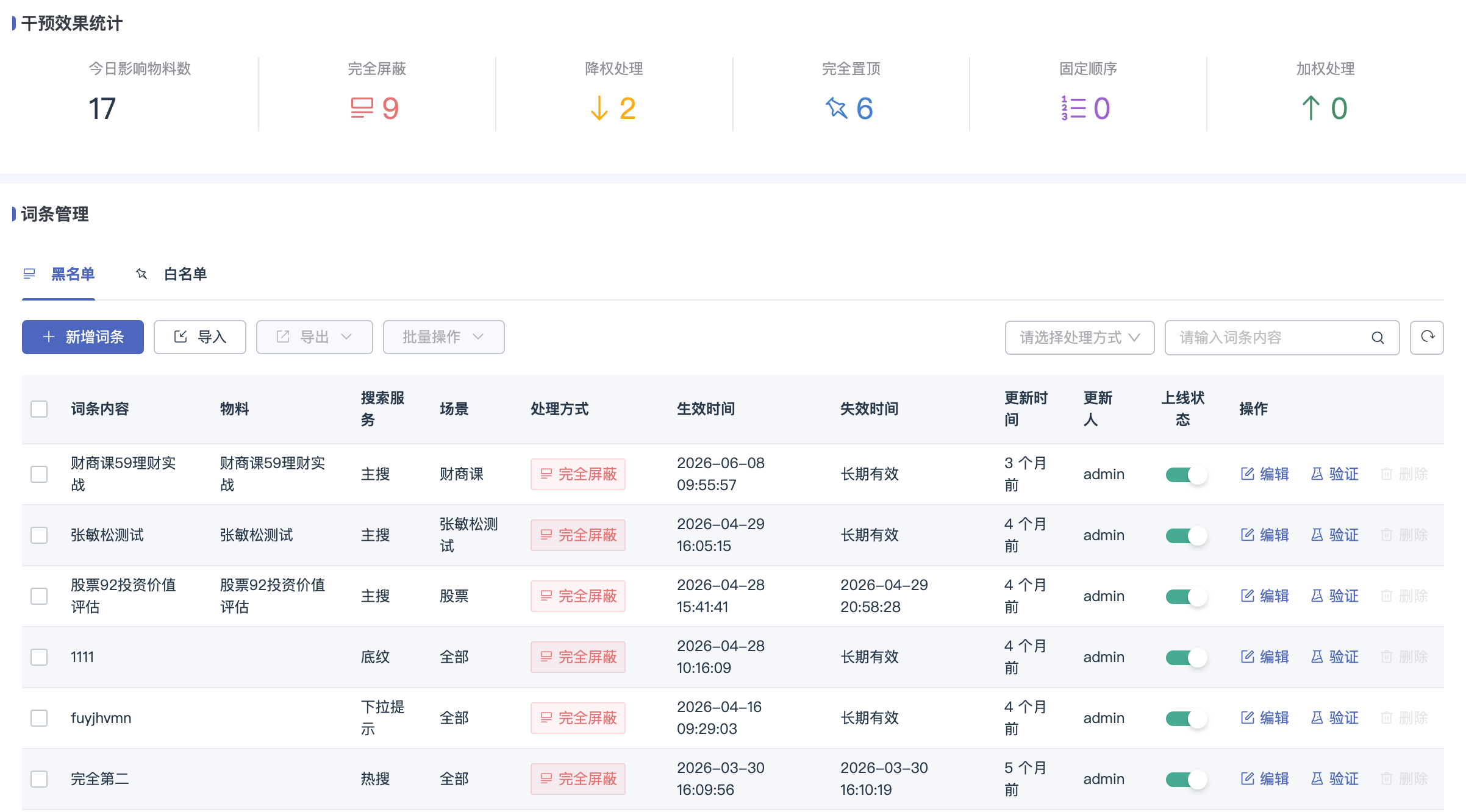 图3 词条管理界面